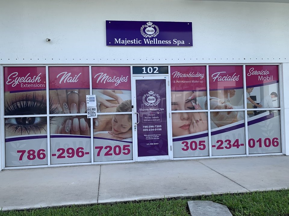 Nail and facial treatment area with clean, simple décor.